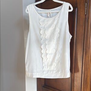 J. Crew White Tank Top with Scoop Neck and Floral Embellishments